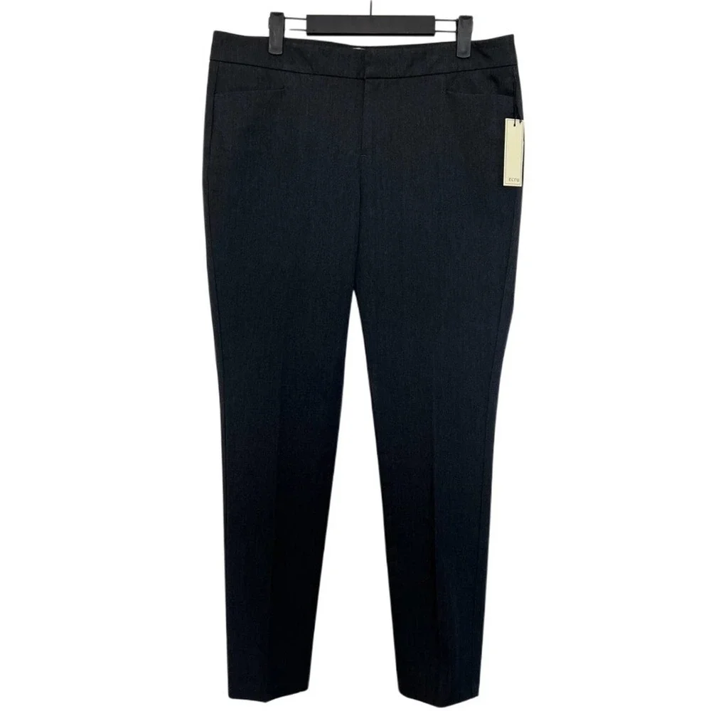 NWT Ecru Charcoal Grey Skinny Beck Power Stretch Trouser Pants Size 12